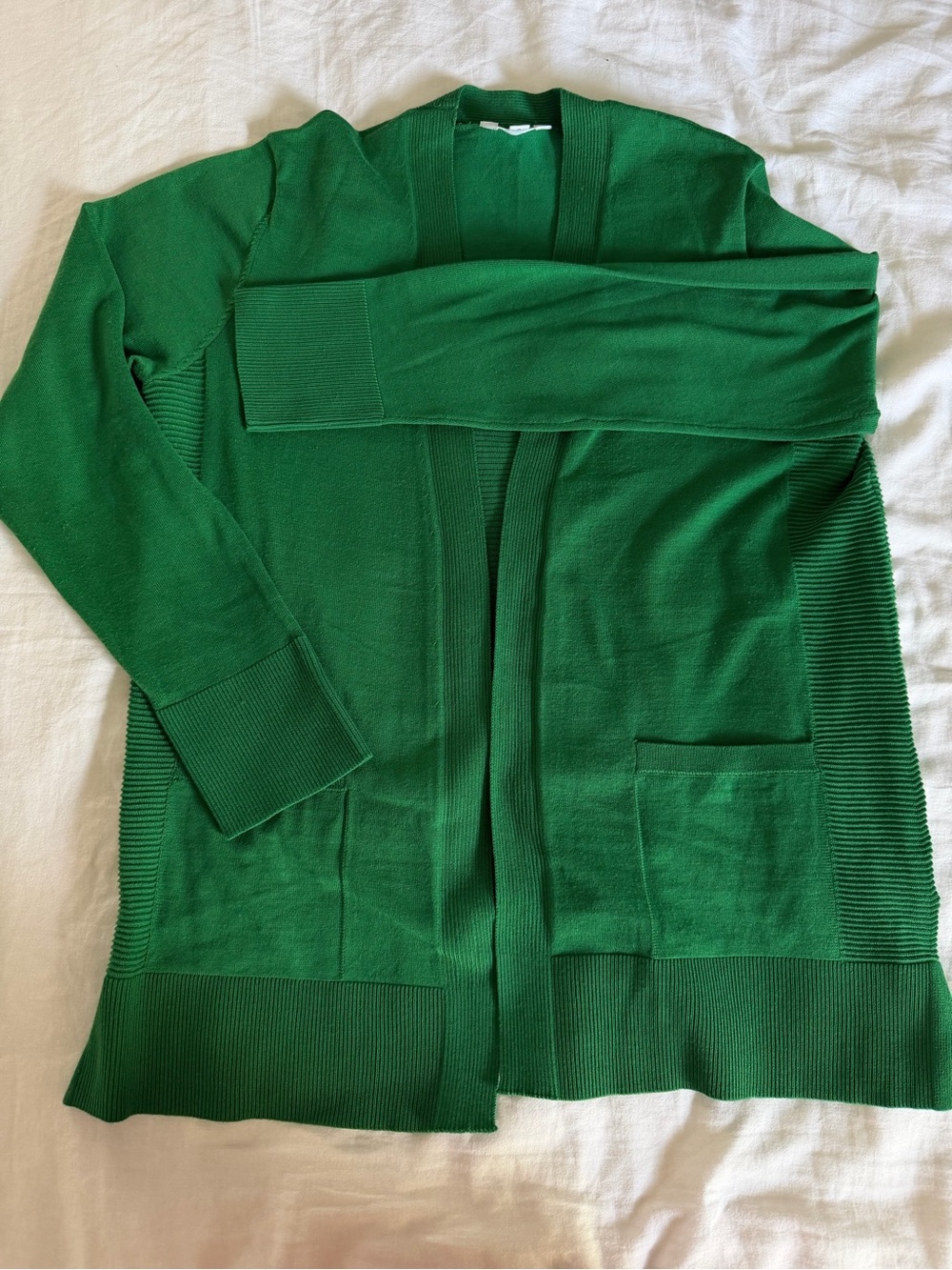 Time and Tru Green Open-Front Cardigan Sweater